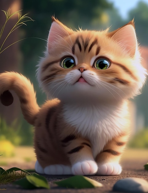 Фото a_awesome_cute_cat_animation ai созданный