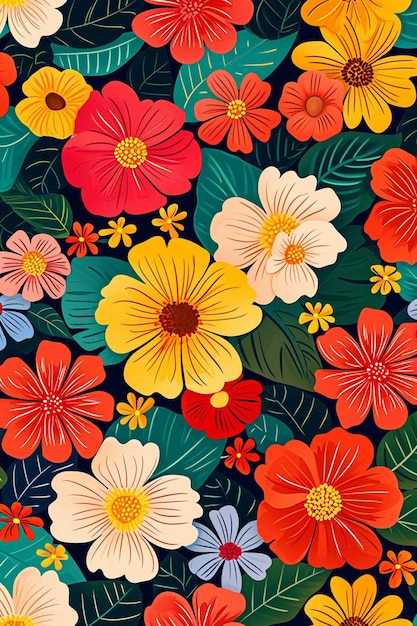 写真 ホリを表すようにスタイライズされた花のパターンが支配する背景
