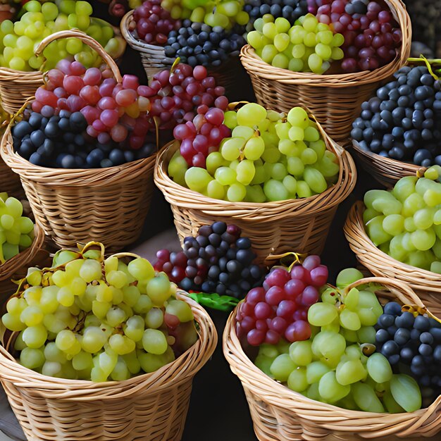 Фото a basket of grapes with a bunch of grapes in it