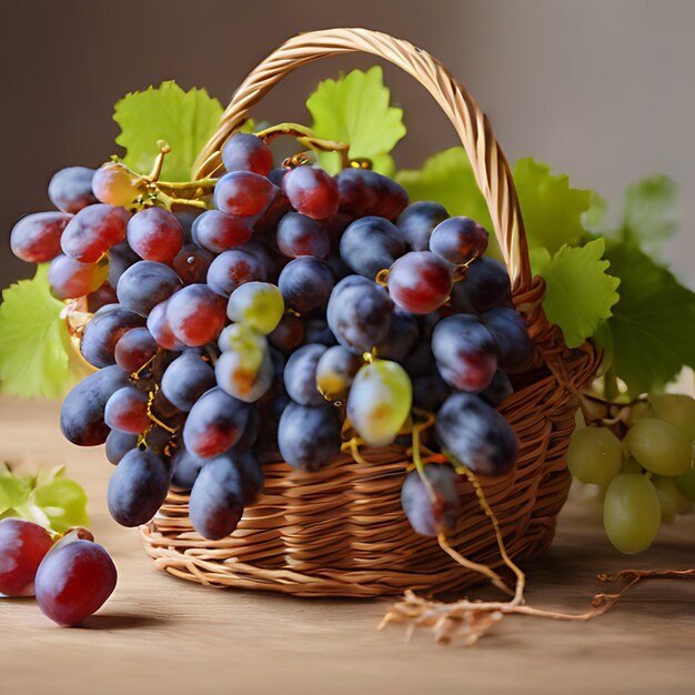 Фото Корзина с виноградом с зеленым виноградом в ней
