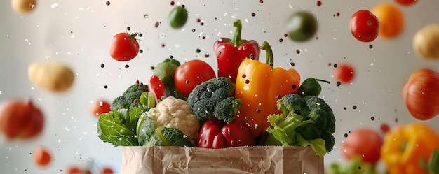 写真 a basket of vegetables with a yellow pepper on top of it