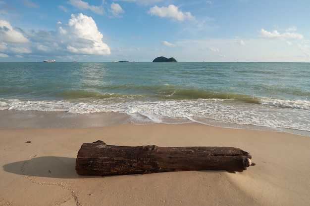 写真 タイのソンクラーにあるサミラビーチの島々を背景にしたビーチウッド。