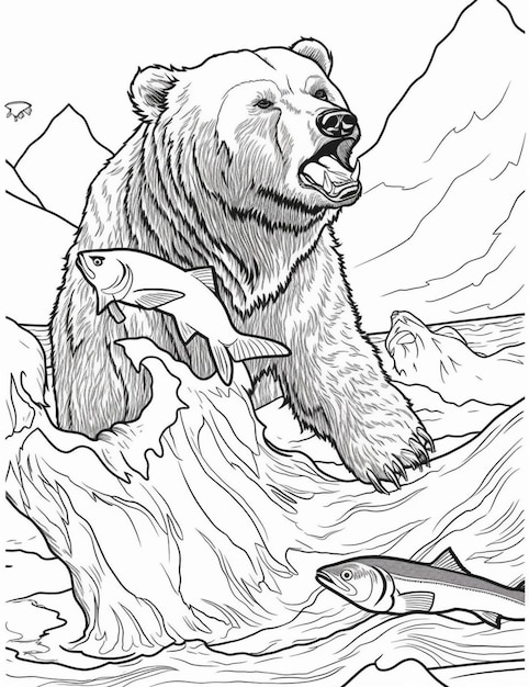 Фото Медведь с рыбой во рту