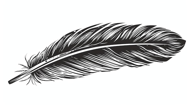 Фото Красивое черно-белое перо пёро мягкое и пушистое и выглядит так, как будто принадлежит большой птице