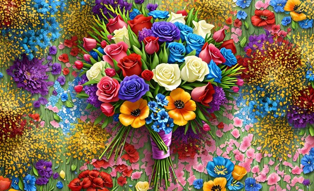 Фото Красивый букет цветов с мягким и мечтательным фоном