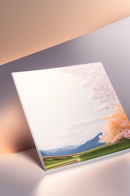 사진 흰색 반사 표면에 아름답게 장식된 흰색 카드 generative ai_6