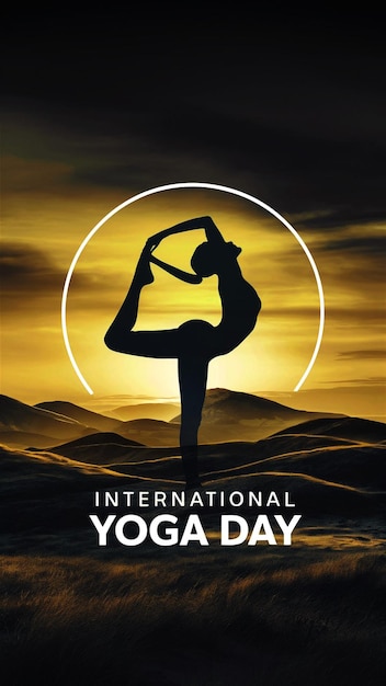 Фото Красивое графическое изображение, связанное с международным днем йоги, человек в позе йоги