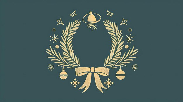 사진 a beautiful handdrawn illustration of a christmas wreath the wreath is made of pine branches and decorated with baubles bows and snowflakes