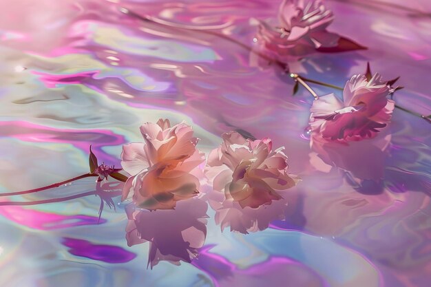 写真 水面に浮かぶピンクの花の美しい画像