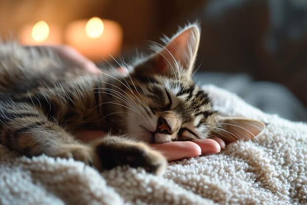 Фото Прекрасный котенок получает массаж в спа-салоне