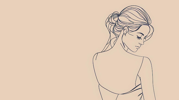 Фото a beautiful line drawing of a woman with her hair in a bun she is looking down with her eyes closed