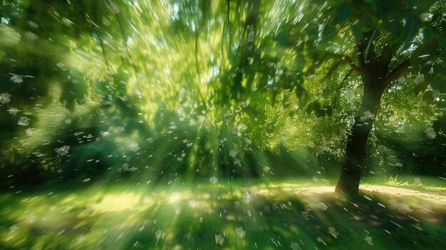 사진 공원 에 있는 나무 를 통해  빛 이 필터링 되는 아름다운 그림