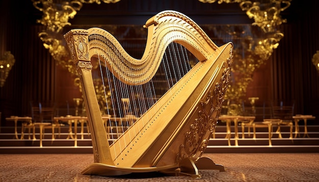 写真 アイルランドのシンボルである金色のハープの美しく詳細な3dモデル