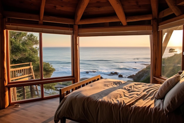 Фото Спальня с видом на океан.