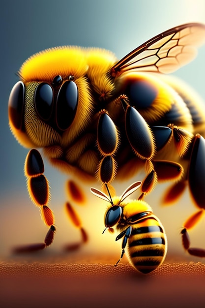 Фото Фоновый рисунок пчелиного цветка, созданный с помощью ai