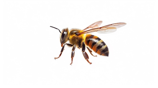 写真 白い背景を持つミツバチ