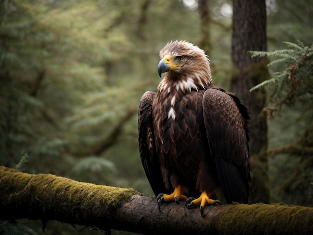 写真 木を背景に森の枝に座っている鳥