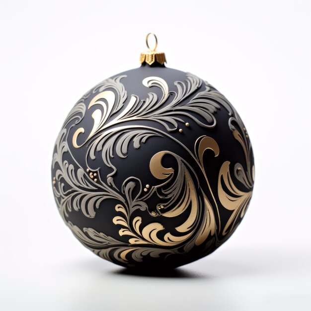 写真 白い表面に黒と金のクリスマス飾りデジタル画像のクリスマス装飾