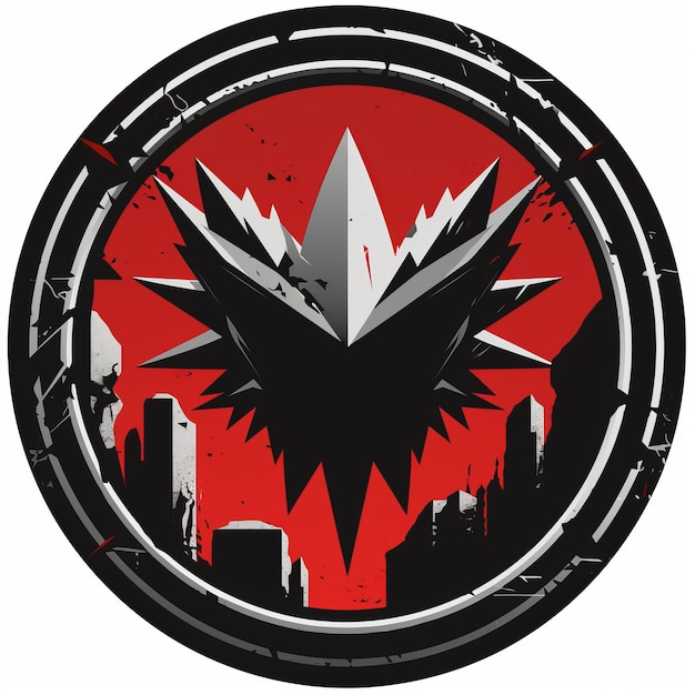 Фото Черно-красный логотип с красной звездой на нем