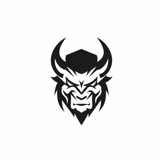 Фото Черно-белый логотип головы быка на белом фоне