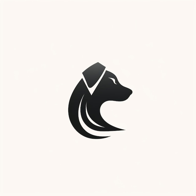 写真 黒と白の犬の頭のロゴと長い尾のジェネレーティブai