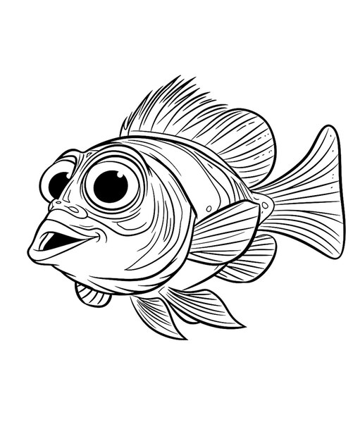 Фото Черно-белый рисунок рыбы с большими глазами