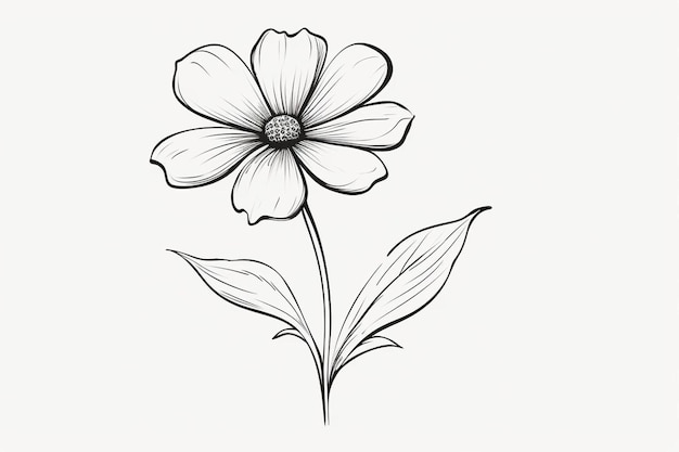 写真 大きな花を持つ花の白黒の絵。