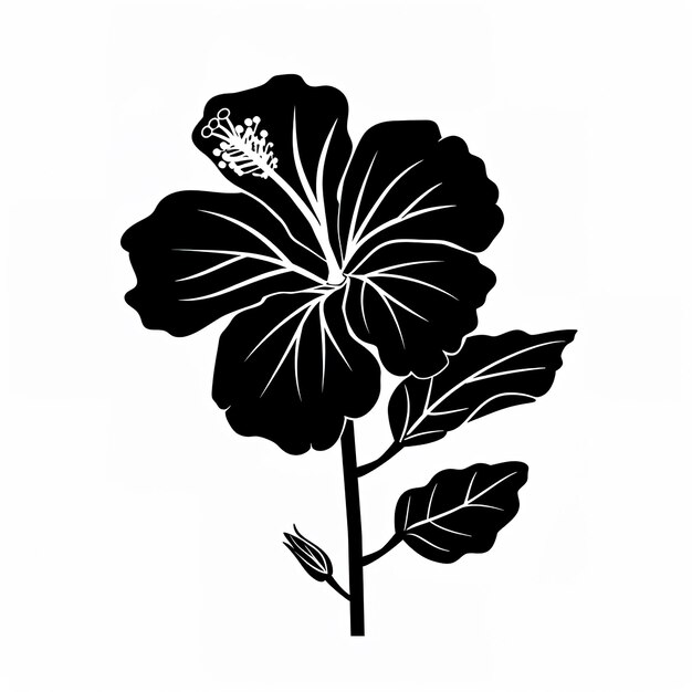 사진 히비스쿠스 (hibiscus) 라는 단어가 새겨진 꽃의 흑백 그림