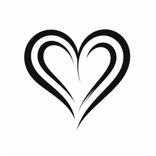 Фото Черно-белый рисунок сердца с двумя меньшими сердцами