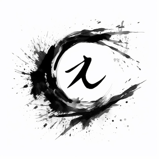 Фото Черно-белый рисунок буквы-символа с черной стрелкой посередине.