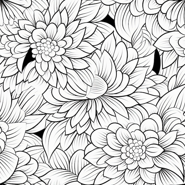 Фото Черно-белый цветочный дизайн с цветами