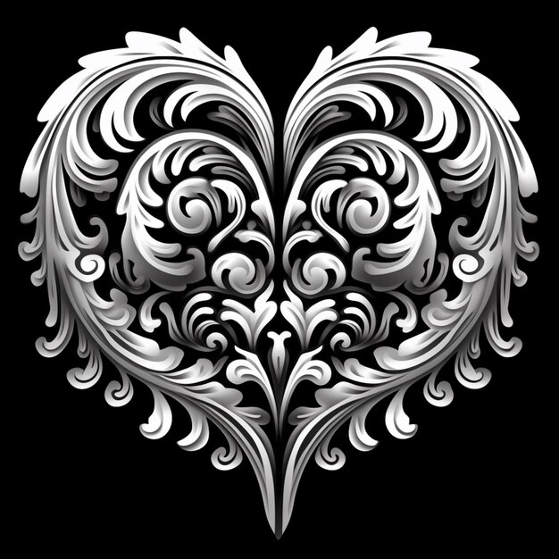Фото Черно-белое сердце с вихревыми рисунками