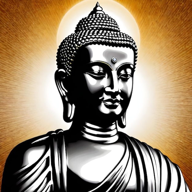 Фото Черно-белое изображение будды