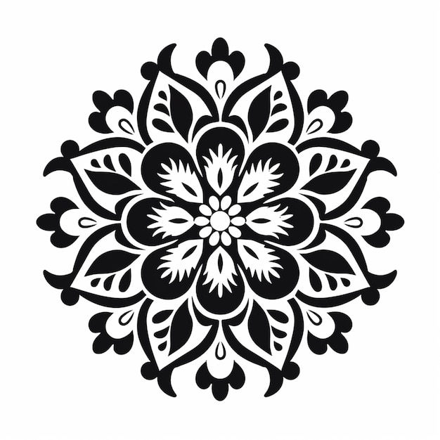 Фото Черно-белое изображение цветочного дизайна с генеративным искусственным интеллектом