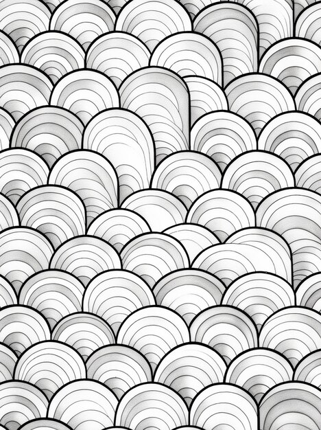 Фото Черно-белый узор из кругов на белом фоне.