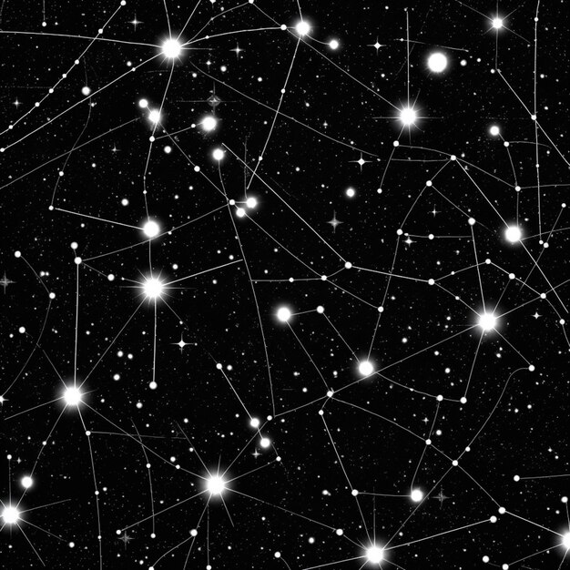 Фото Черно-белое фото ночного неба со звездами, генеративным искусственным интеллектом