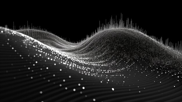 Фото Черно-белое фото волны звуковых волн, генеративного ии