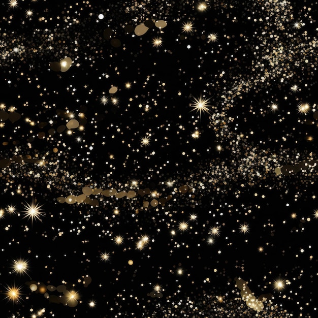 Фото Черный фон с множеством золотых звезд цифровое изображение бесшовный узор