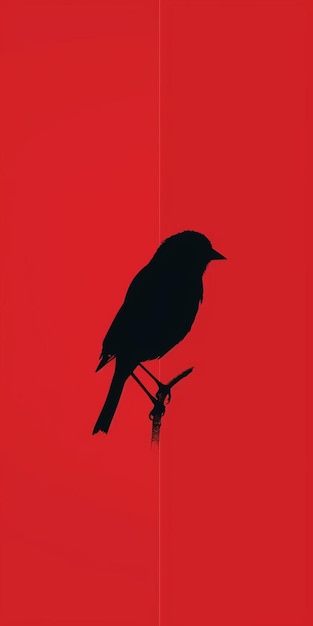 Фото Черная птица сидит на вершине ветви