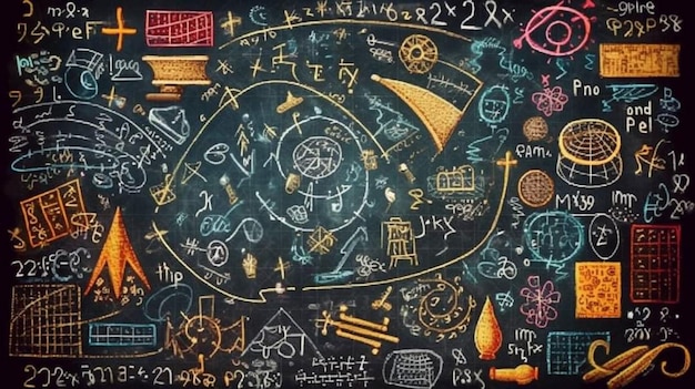 写真 「数学」と書かれた黒板のある黒板