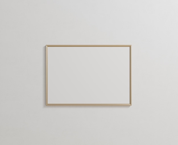 Фото На фоне белой стены висит пустая яркая деревянная рама, а3, а4, 3d-рендеринг, 3d-иллюстрация