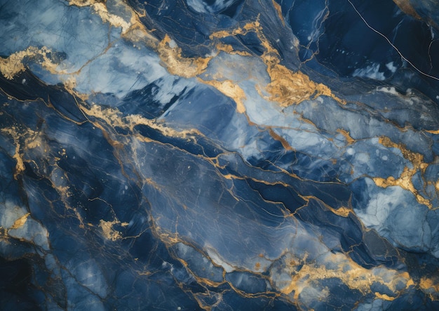 Фото Синяя и золотая мраморная текстура в качестве элегантного фона.