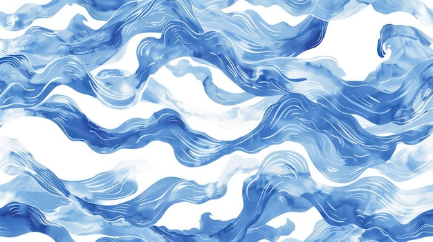 사진 배경에 파도가 있는 파란색과 색의 추상적인 패턴
