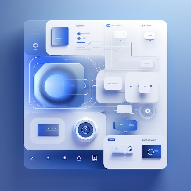 写真 青い背景のアプリの青と白のディスプレイ