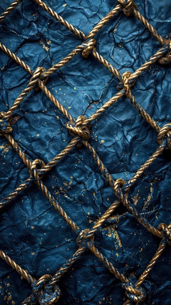 Фото Голубой фон покрыт толстым слоем веревки.