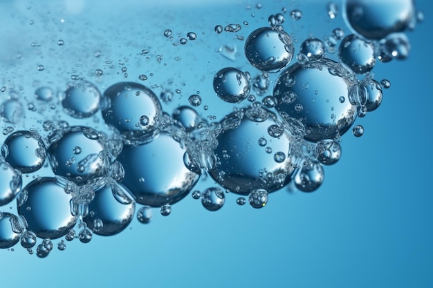 Фото Синий фон с пузырьками и надписью 