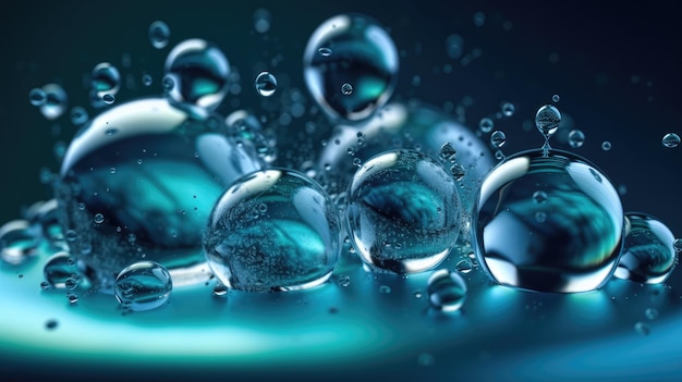 Фото Синий фон с каплями воды