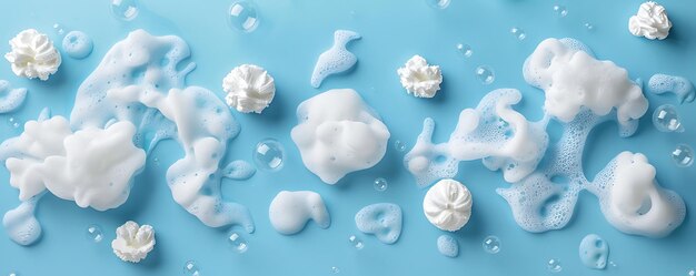 写真 水の中の泡と泡を持つ青いケーキ