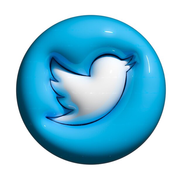 사진 트위터 로고가 있는 파란색 원