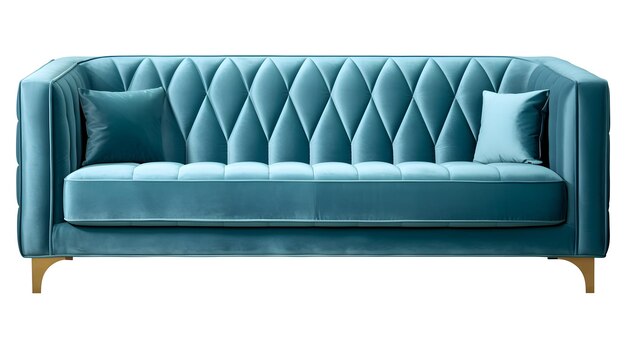 Фото Голубой диван с подушками
